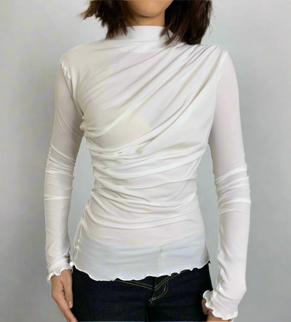 トップス theredthread S loop drape tops White トップス WHITE THEREDTHREAD S LOOP DRAPE TOPS WHITE THEREDTHREAD S
