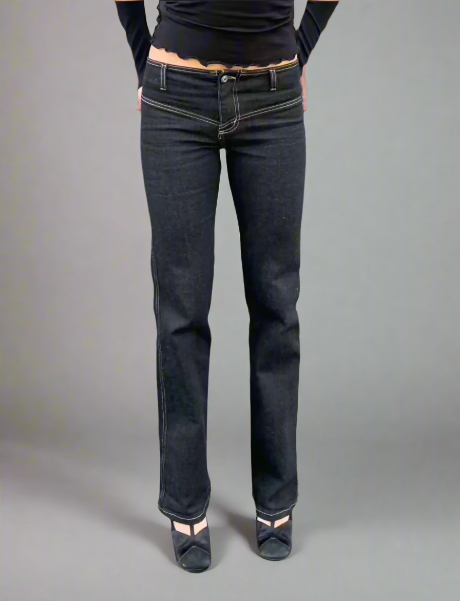 Corset Bootcut Jeans 2002. Low Rise. Stretch. Black Denim - BY BETTINA LIANO