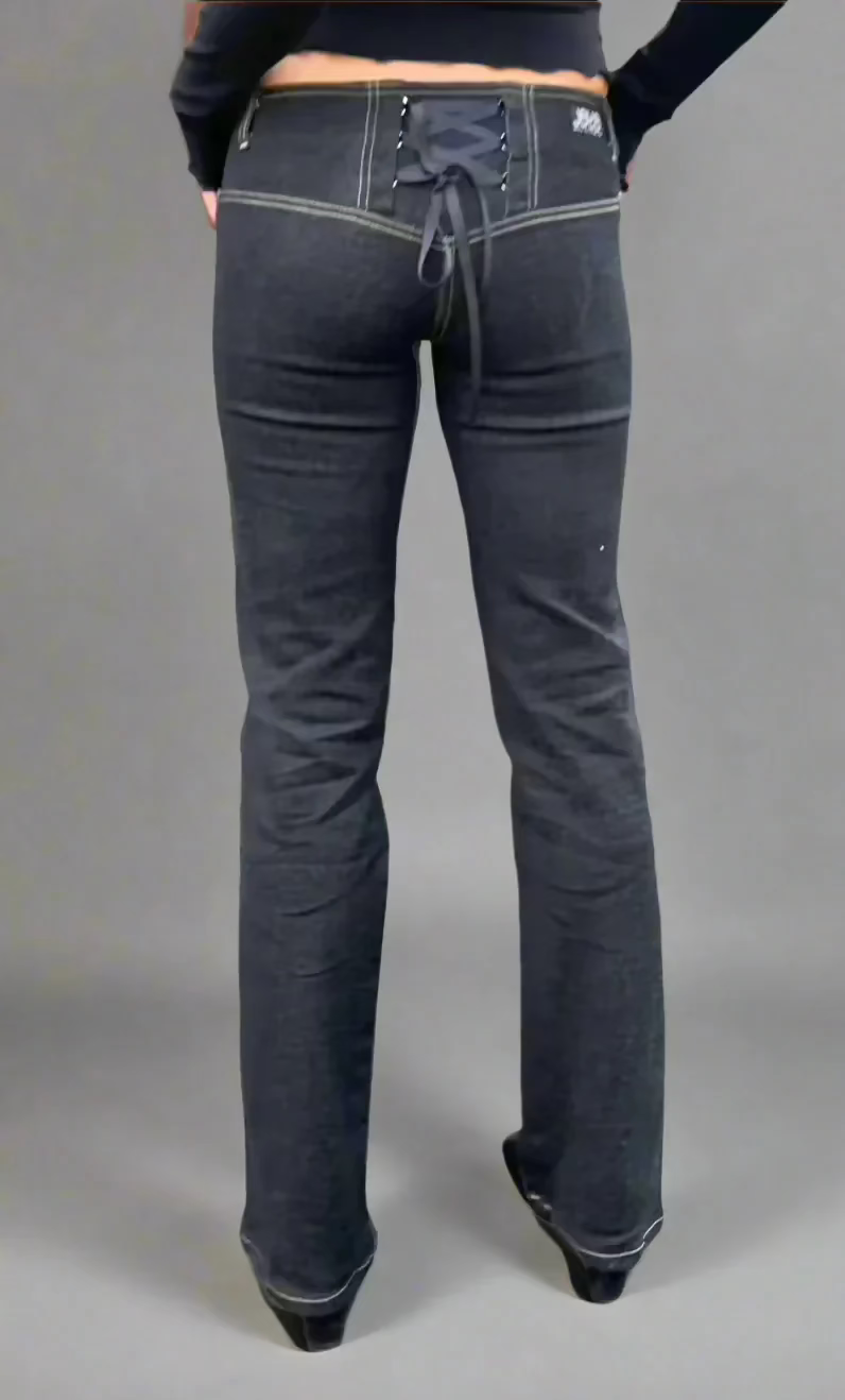 Corset Bootcut Jeans 2002. Low Rise. Stretch. Black Denim - BY BETTINA LIANO