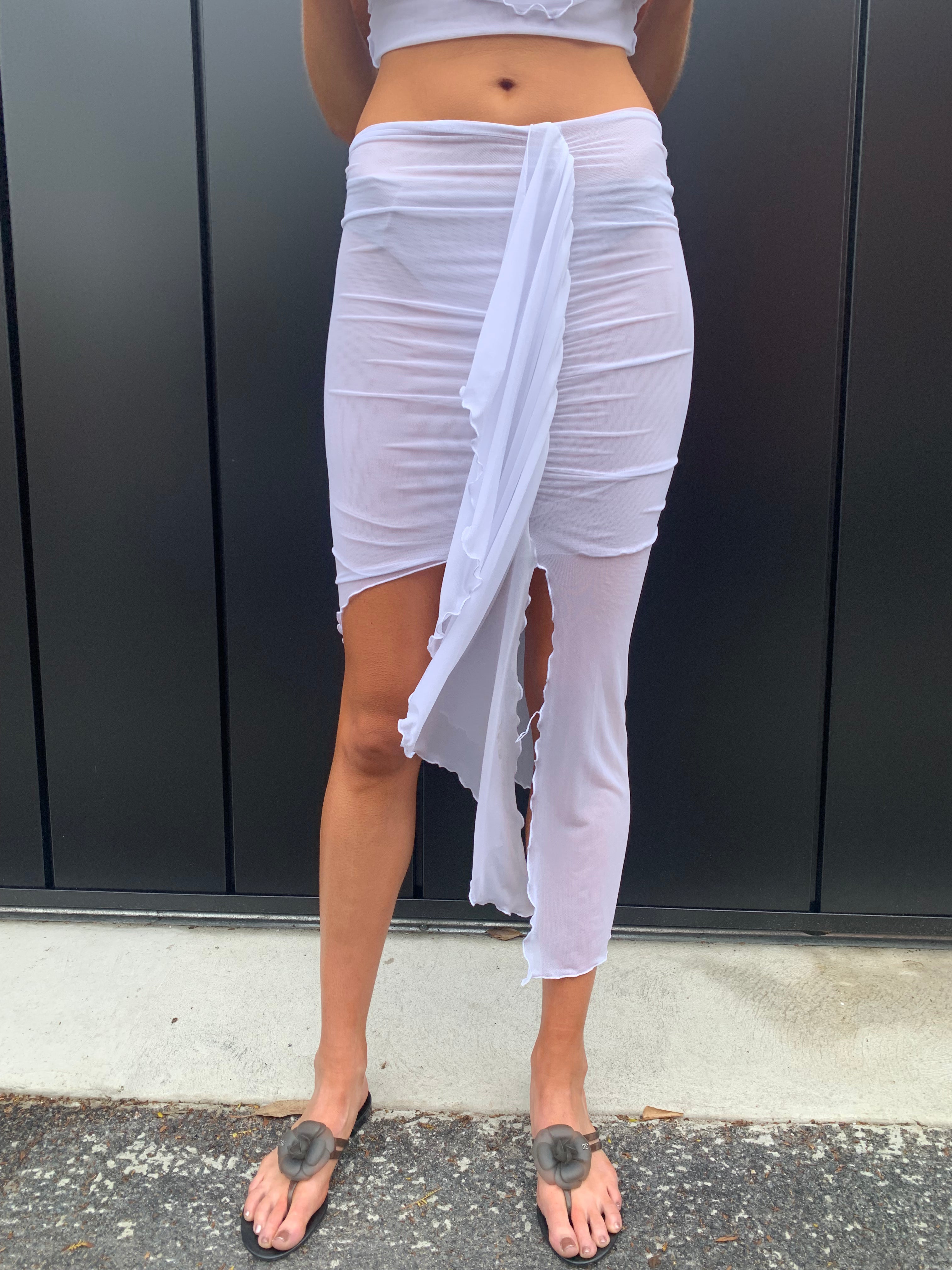 White drape wrap skirt best sale