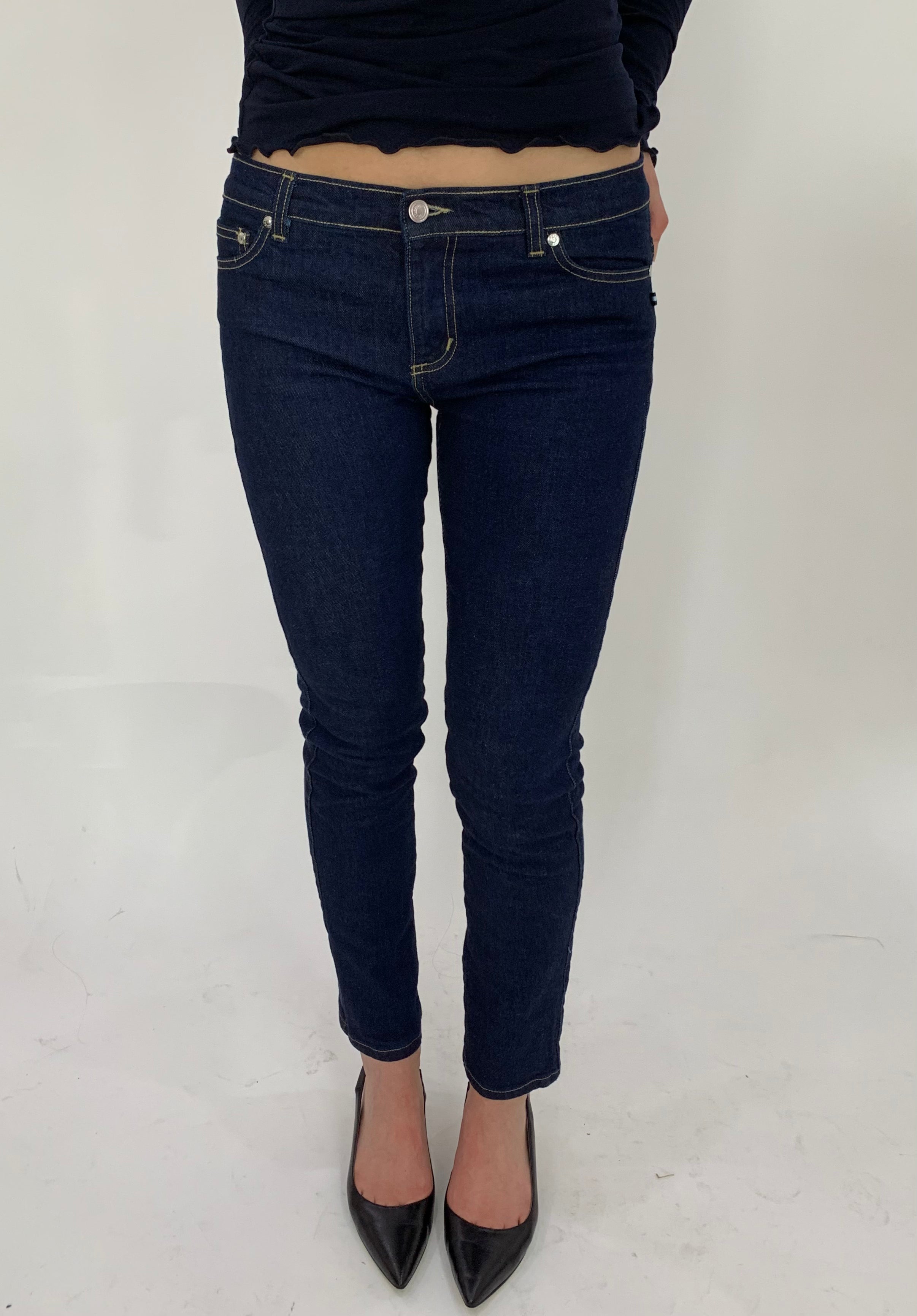 OG Skinny leg Jeans.2004. Low Rise. Stretch.  Dark Indigo - BY BETTINA LIANO
