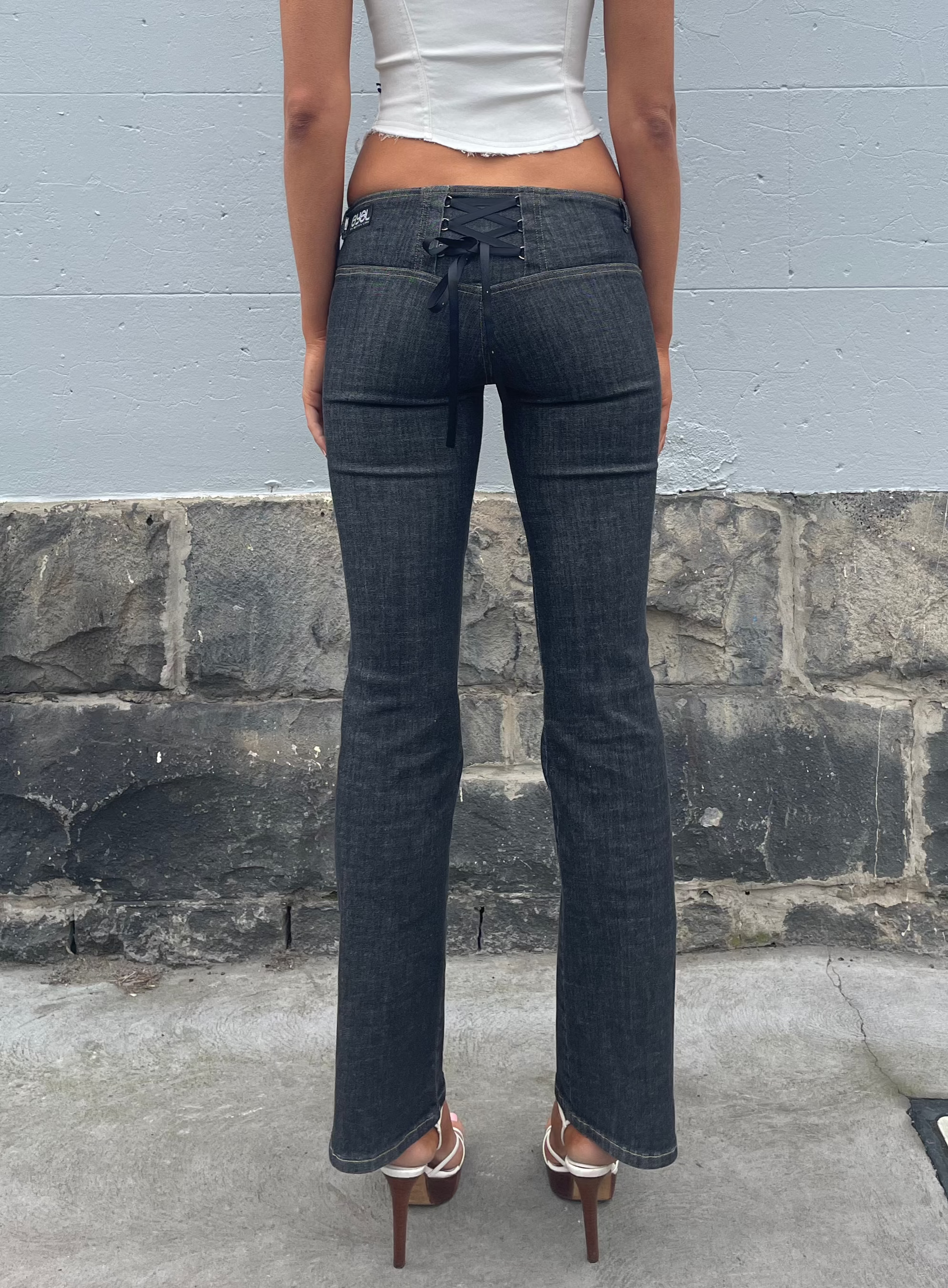 Bootcut Corset Jeans 2002. Low Rise. Black Cloud - BY BETTINA LIANO