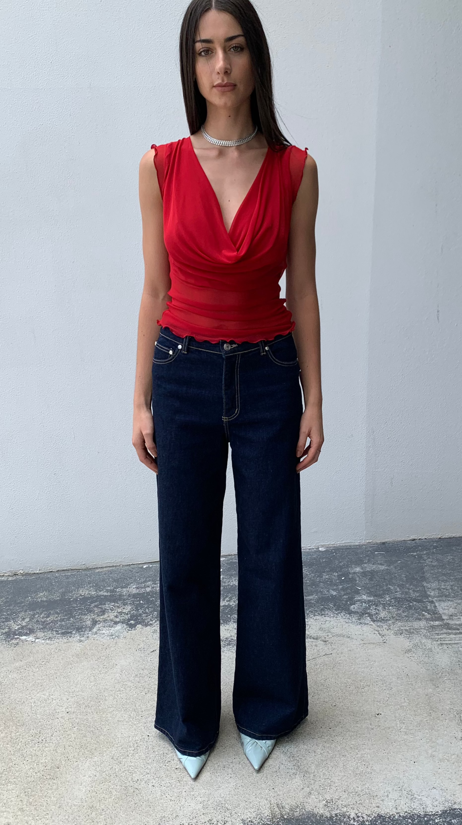 Baggy Wide leg Harlow Jeans. High Rise. Stretch. Dark Indigo - BY BETTINA LIANO