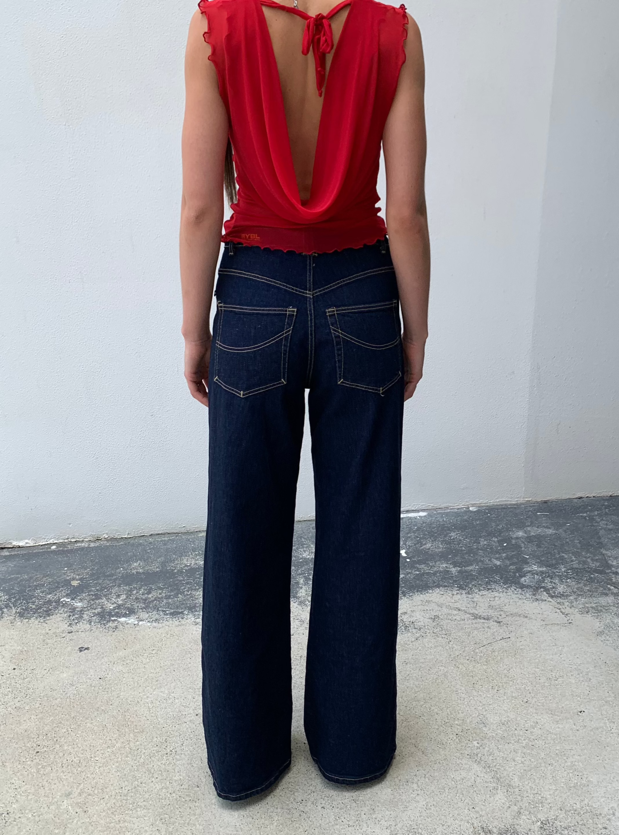 Baggy Wide leg Harlow Jeans. High Rise. Stretch. Dark Indigo - BY BETTINA LIANO