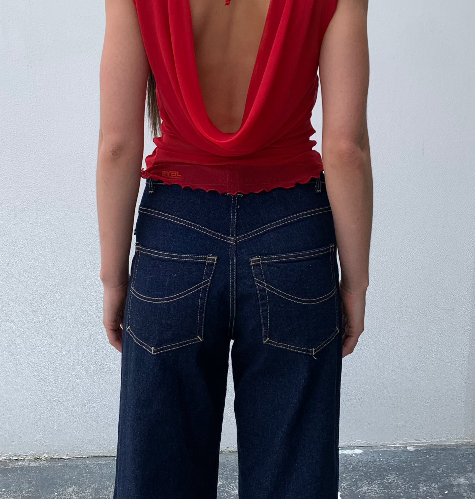 Baggy Wide leg Harlow Jeans. High Rise. Stretch. Dark Indigo - BY BETTINA LIANO