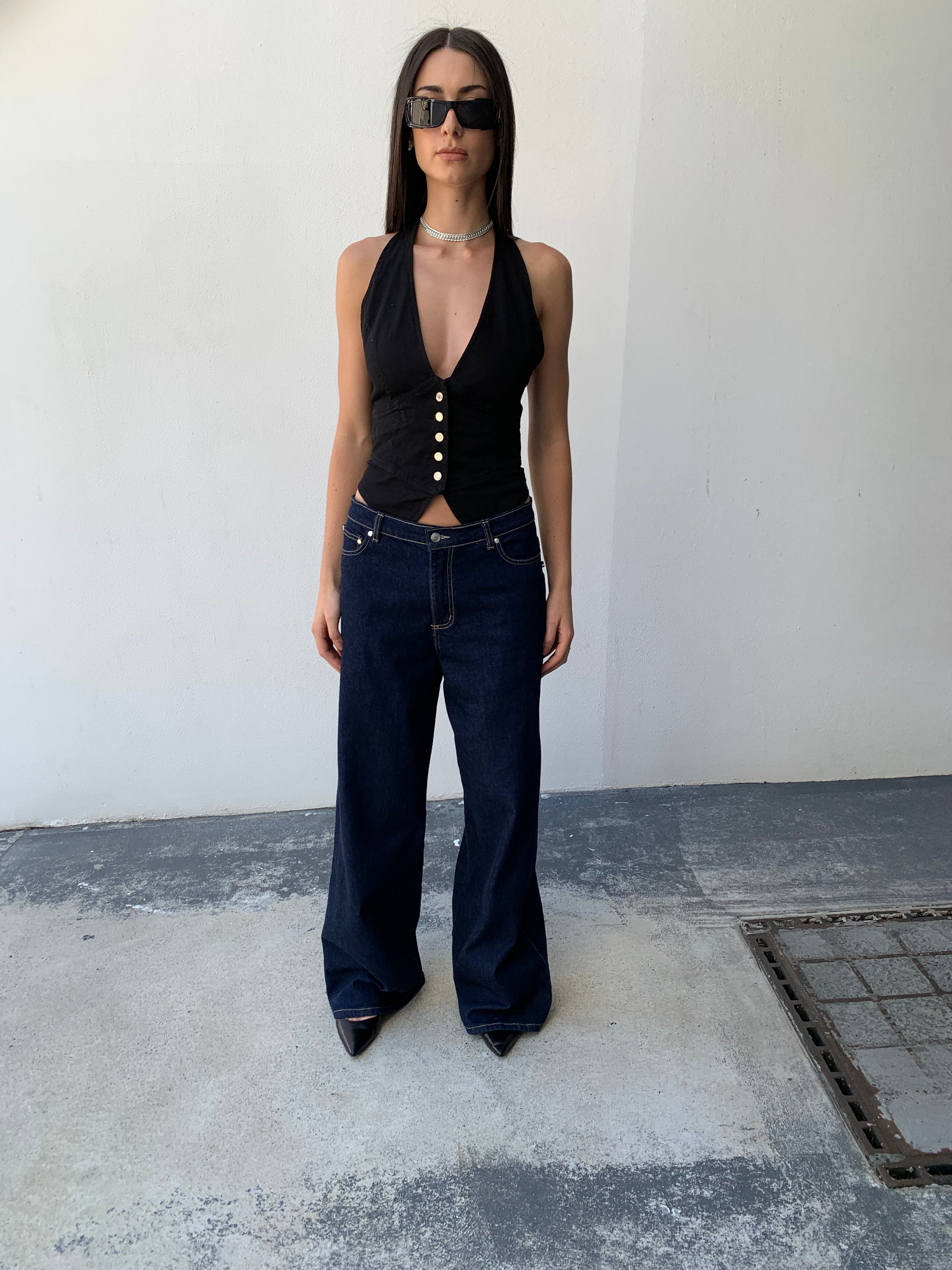 Baggy Hanger Jeans. Extra Baggy, Low Rise.  Dark Indigo - BY BETTINA LIANO