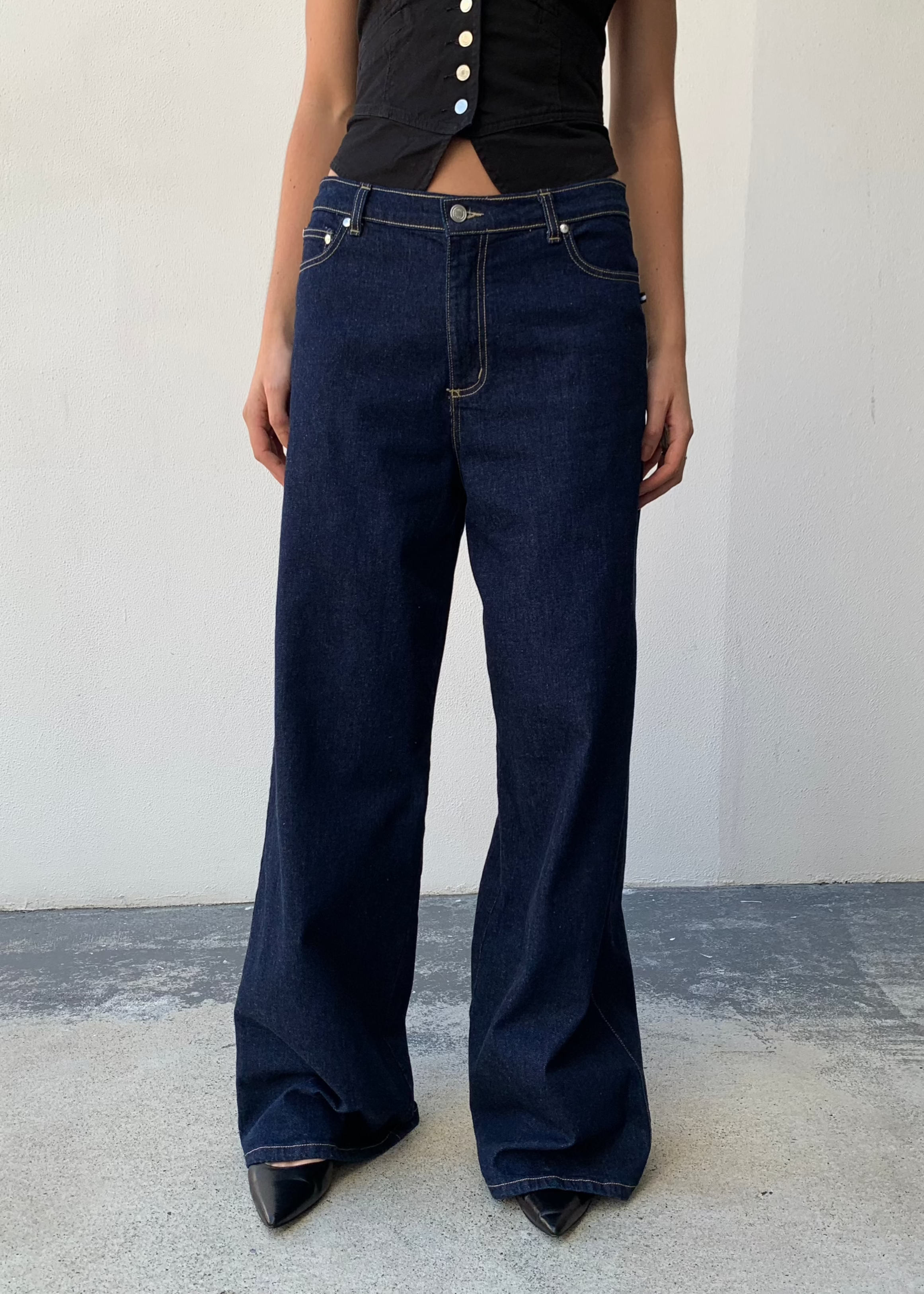 Baggy Hanger Jeans. Extra Baggy, Low Rise.  Dark Indigo - BY BETTINA LIANO