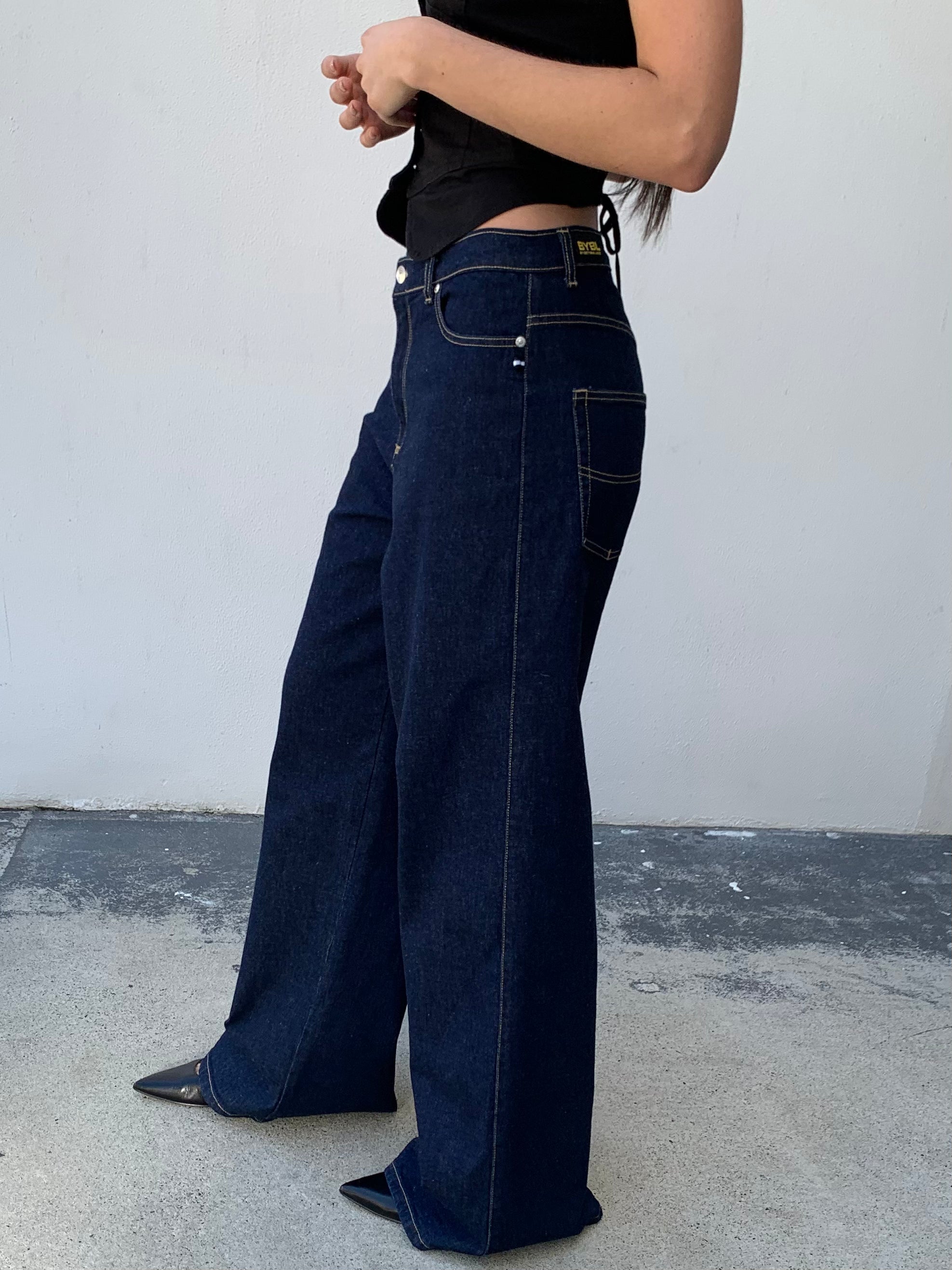 Baggy Hanger Jeans. Extra Baggy, Low Rise.  Dark Indigo - BY BETTINA LIANO