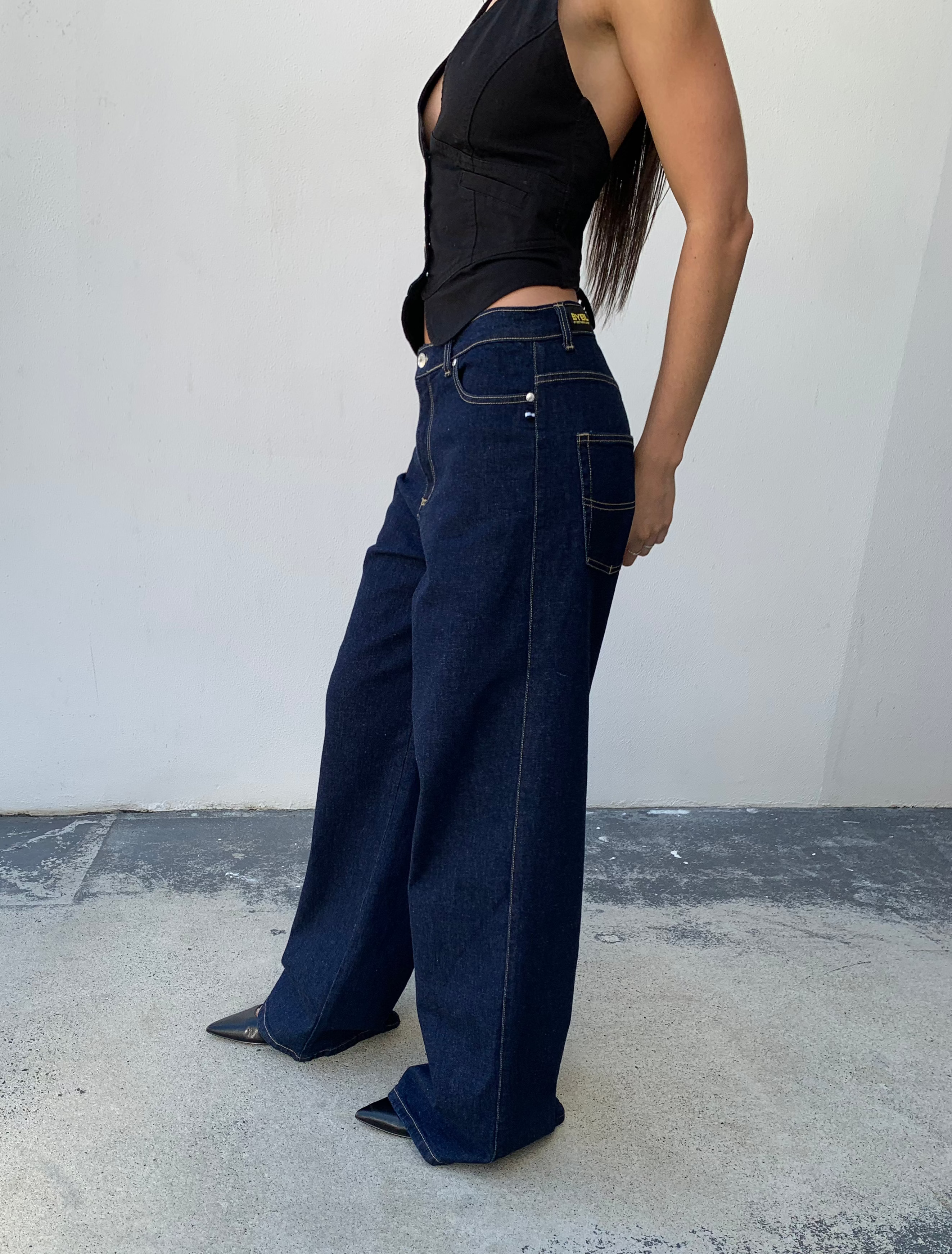 Baggy Hanger Jeans. Extra Baggy, Low Rise.  Dark Indigo - BY BETTINA LIANO