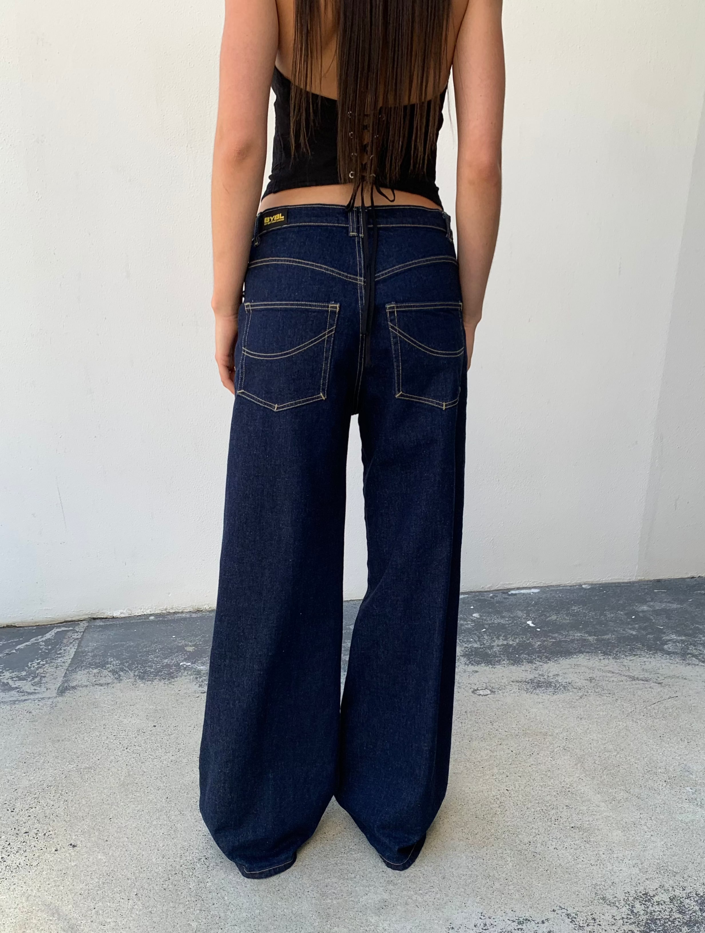 Baggy Hanger Jeans. Extra Baggy, Low Rise.  Dark Indigo - BY BETTINA LIANO