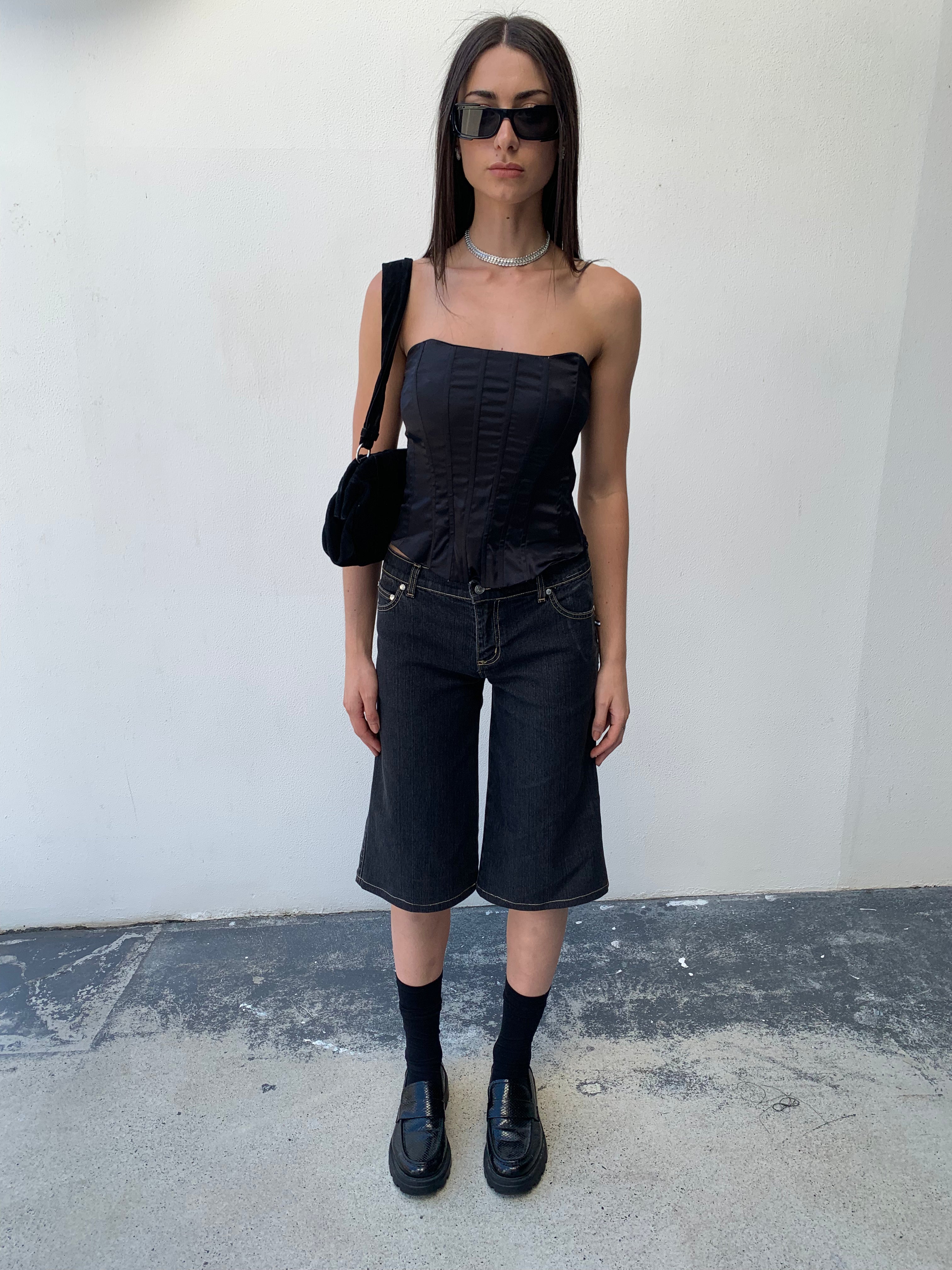 Baggy Corset Shorts. Low Rise. Dusty Black. - BY BETTINA LIANO