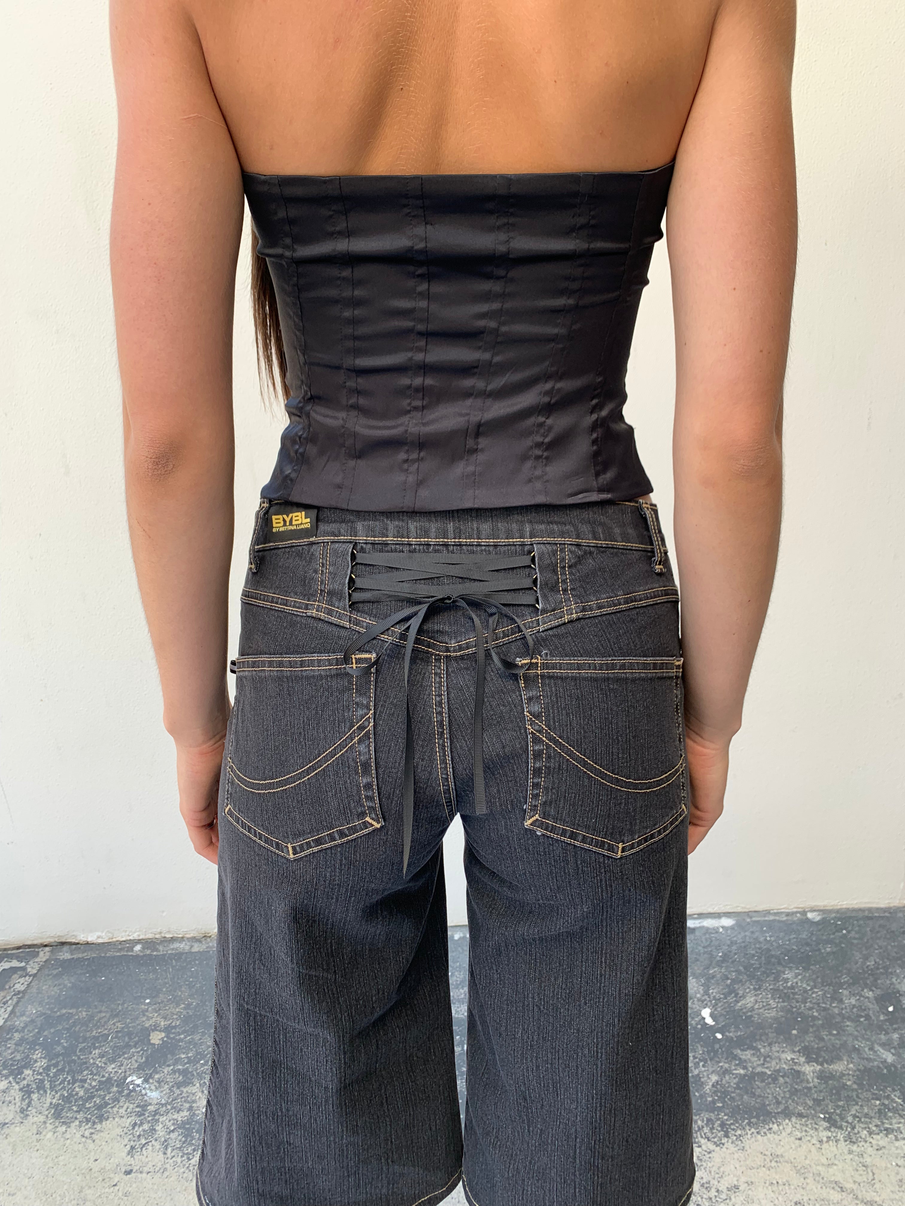 Baggy Corset Shorts. Low Rise. Dusty Black. - BY BETTINA LIANO