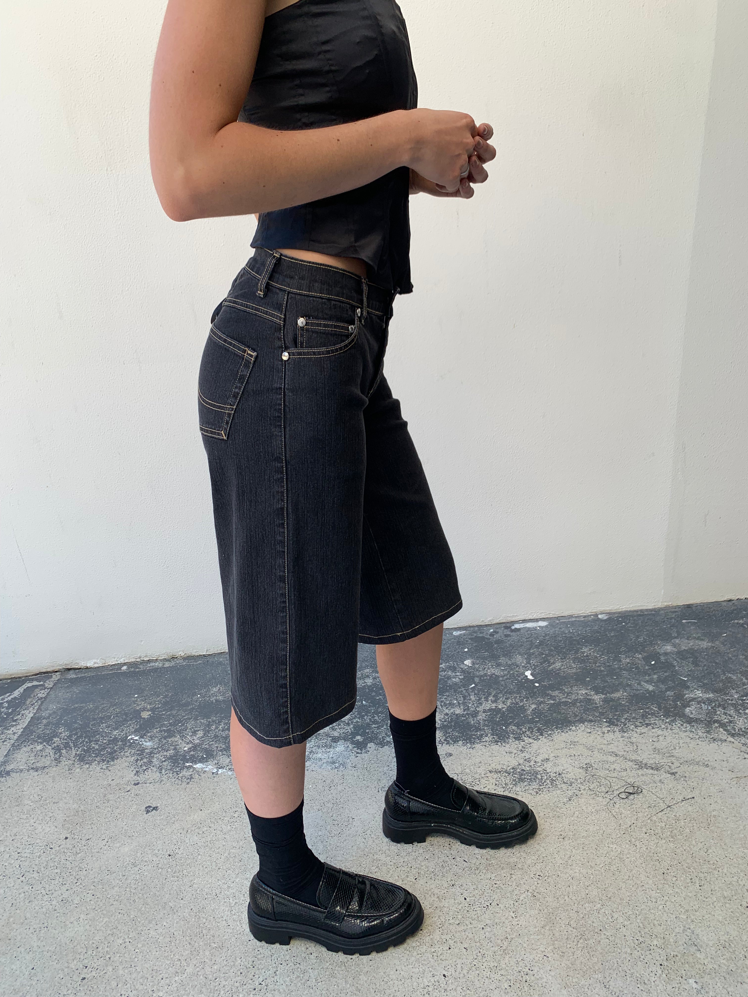 Baggy Corset Shorts. Low Rise. Dusty Black. - BY BETTINA LIANO