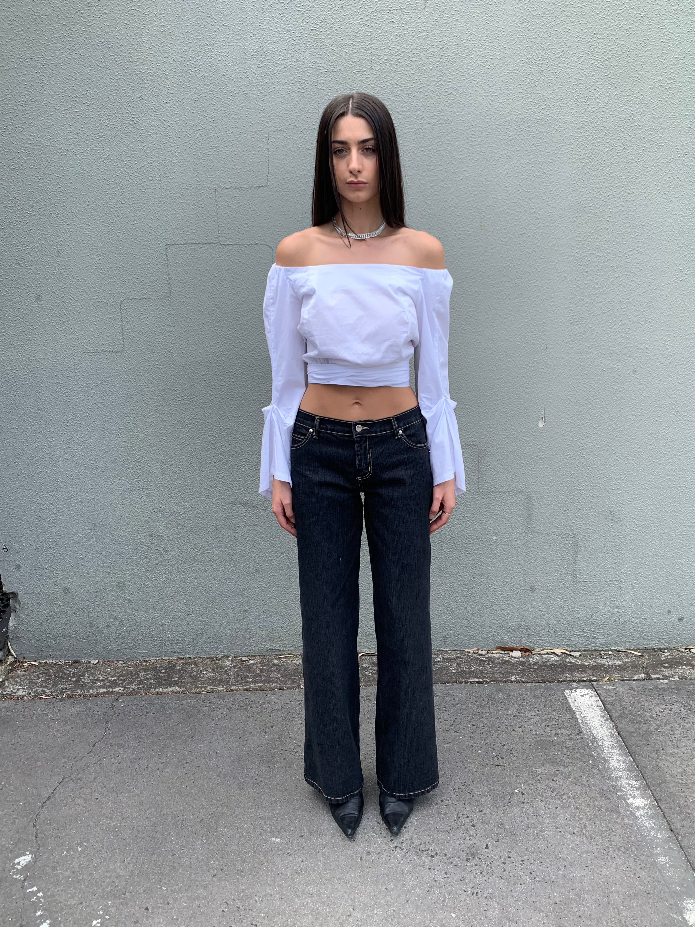 Baggy Corset Jeans. Low Rise. Stretch.  Dusty Black. - BY BETTINA LIANO