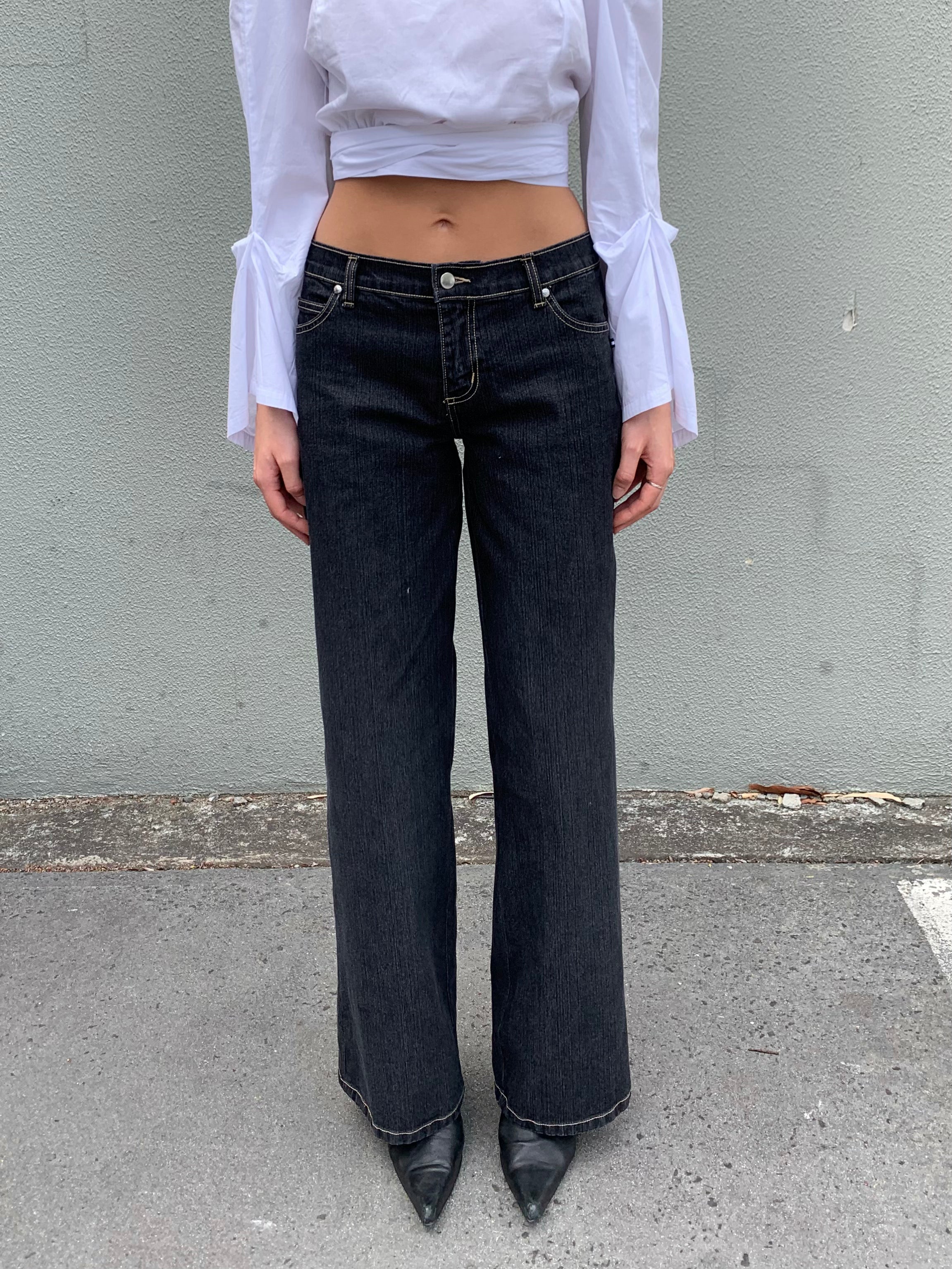Baggy Corset Jeans. Low Rise. Stretch.  Dusty Black. - BY BETTINA LIANO