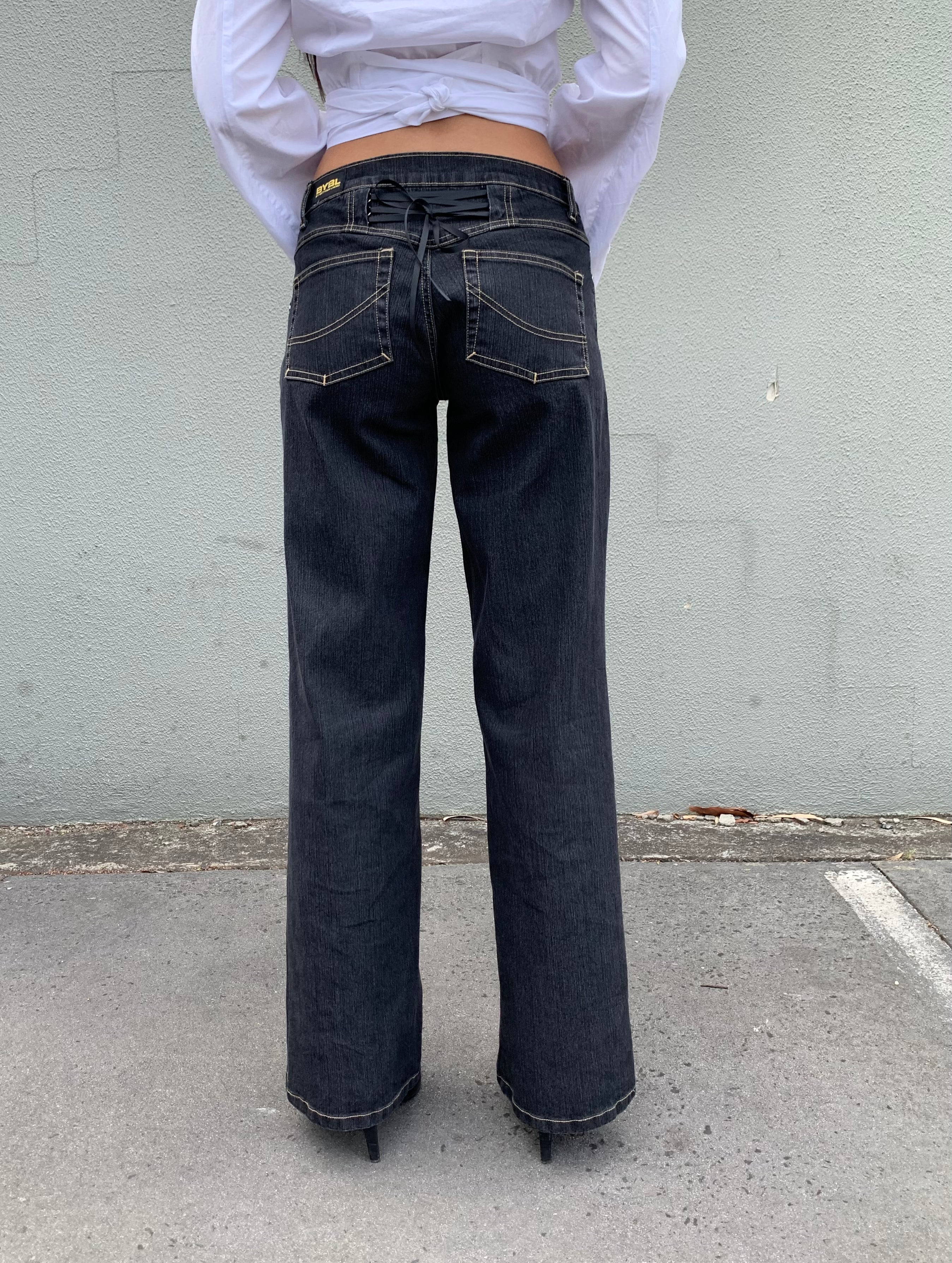 Baggy Corset Jeans. Low Rise. Stretch.  Dusty Black. - BY BETTINA LIANO