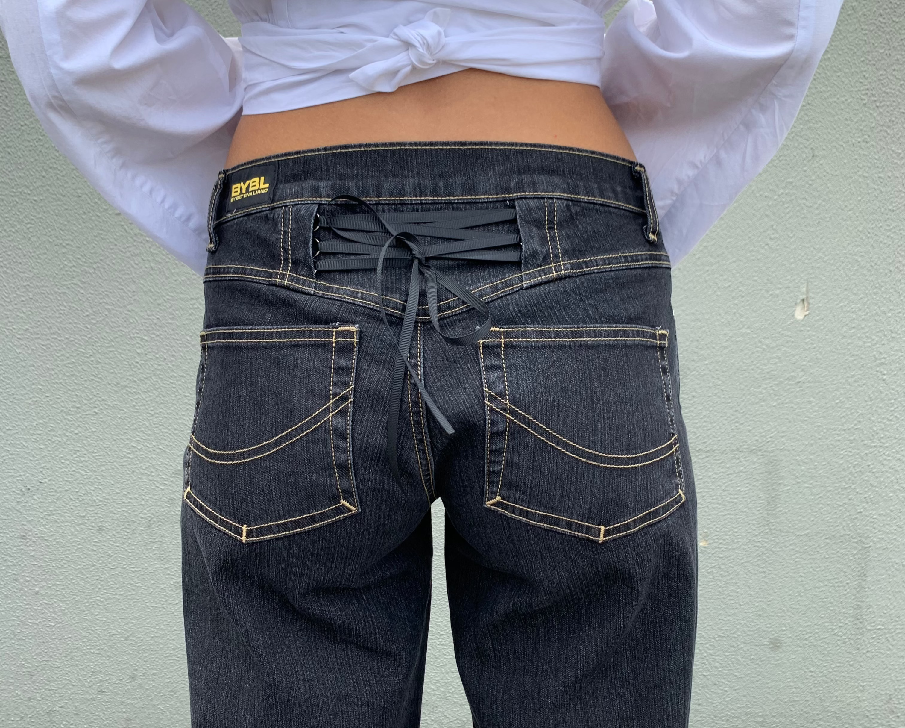 Baggy Corset Jeans. Low Rise. Stretch.  Dusty Black. - BY BETTINA LIANO