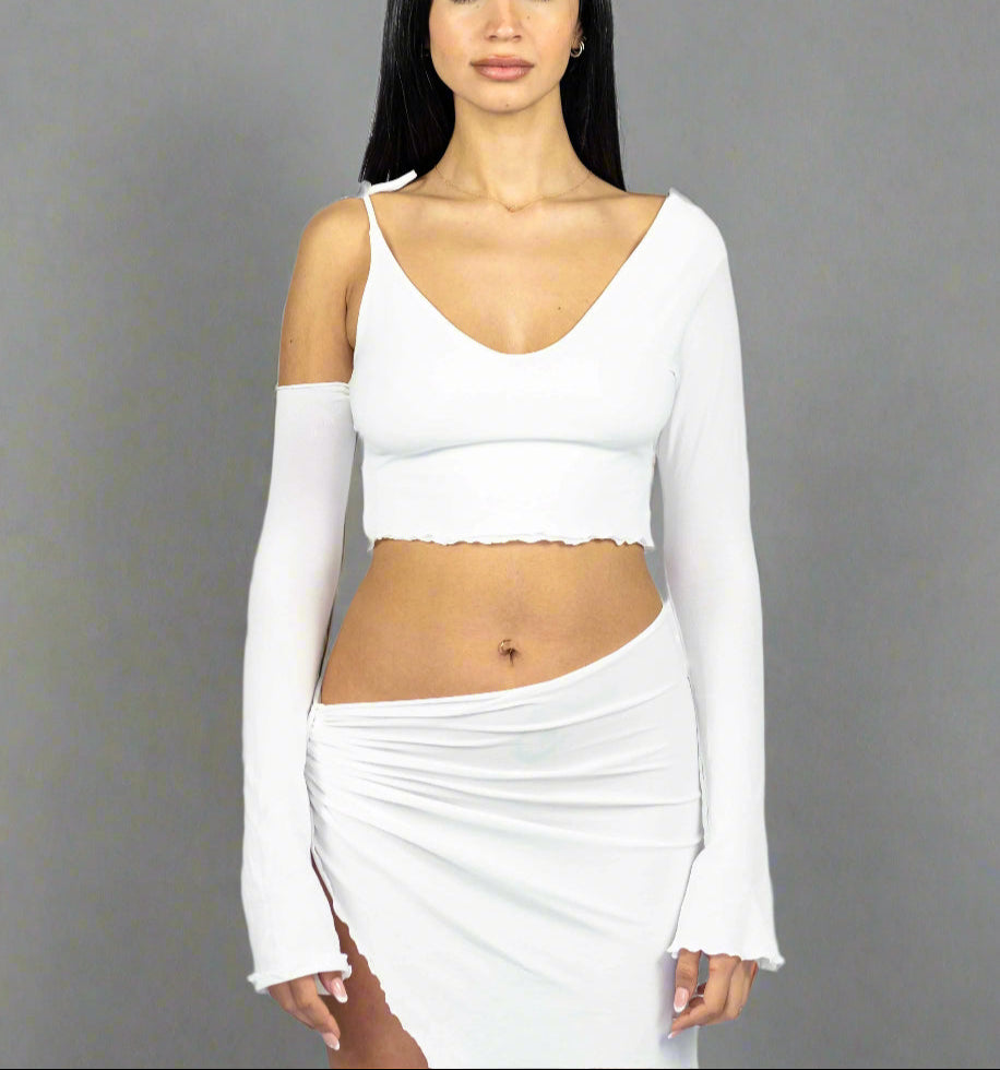 Side Line Top. White - BY BETTINA LIANO