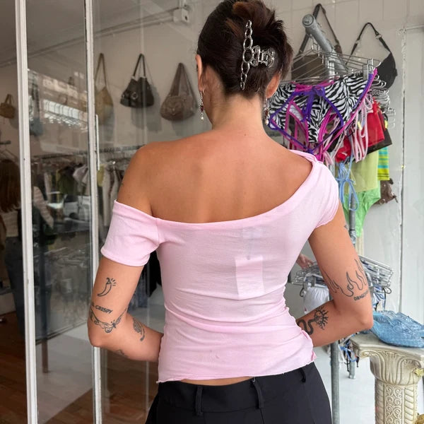 NEW Cap Sleeve Falling Drape Top / Baby Pink - BY BETTINA LIANO