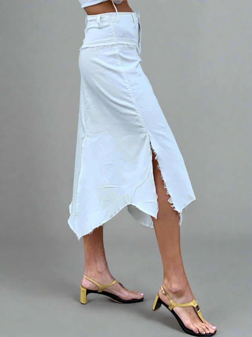 Fray Today Maxi Skirt. Stretch Canvas. Off White. - BY BETTINA LIANO