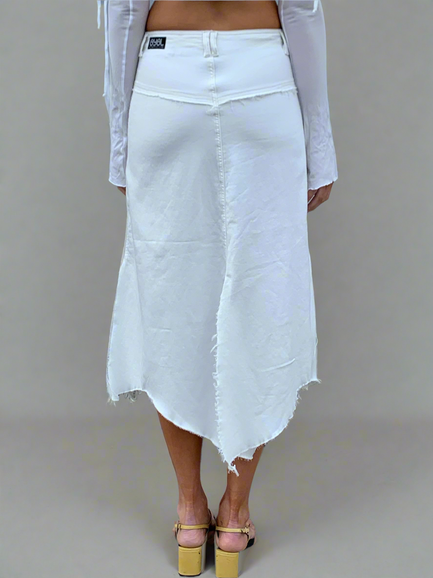 Fray Today Maxi Skirt. Stretch Canvas. Off White. - BY BETTINA LIANO