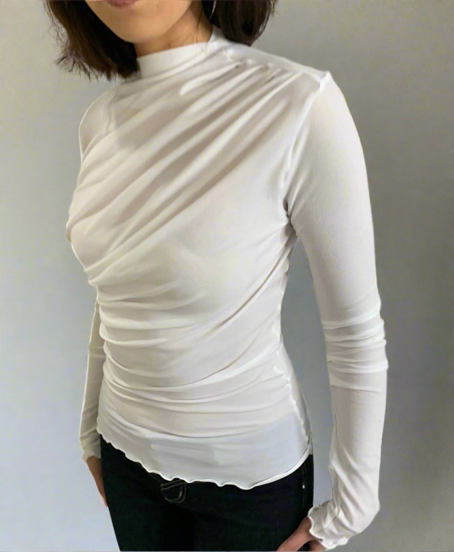 トップス theredthread S loop drape tops white THEREDTHREAD / ザレッドスレッド】S loop drape tops