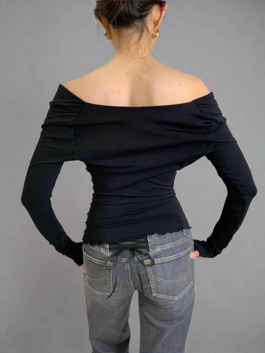 Deep cowl top. Black - BY BETTINA LIANO