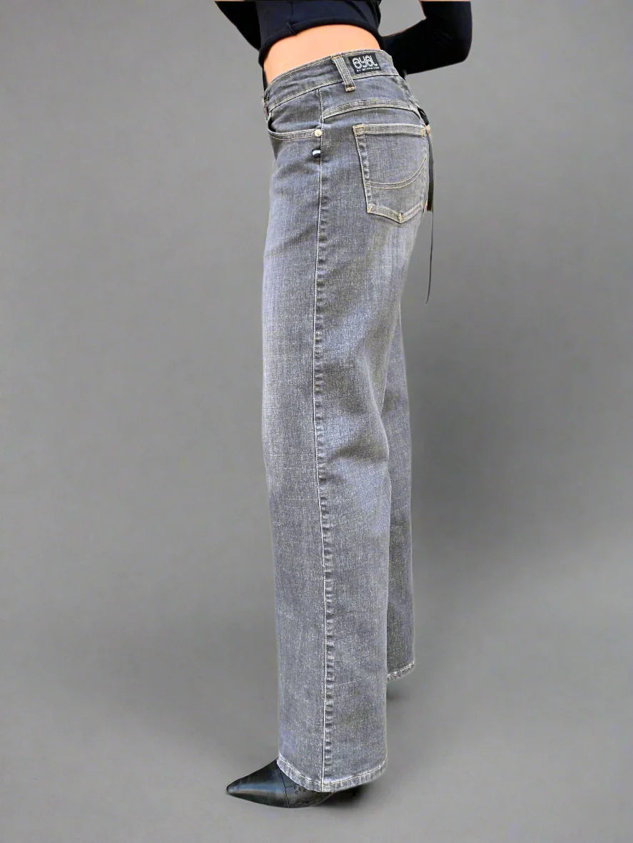 Corset Baggy Jeans. Low Rise. Stretch.  Grey Cloud. - BY BETTINA LIANO