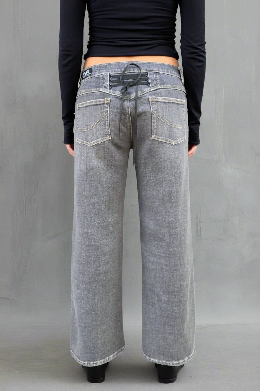Corset Baggy Jeans. Low Rise. Stretch.  Grey Cloud. - BY BETTINA LIANO