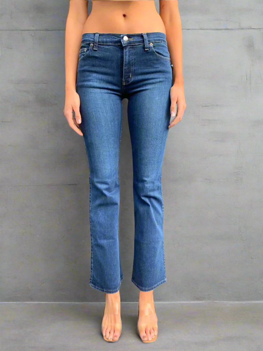 Chelsea Bootleg Flares. 1992. Low Rise. Stretch. Blue Contrast - BY BETTINA LIANO