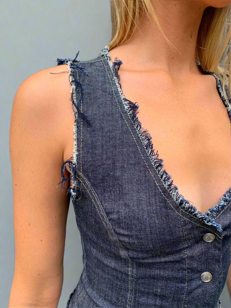 Raw Denim Waistcoat. Blue Rinse. - BY BETTINA LIANO