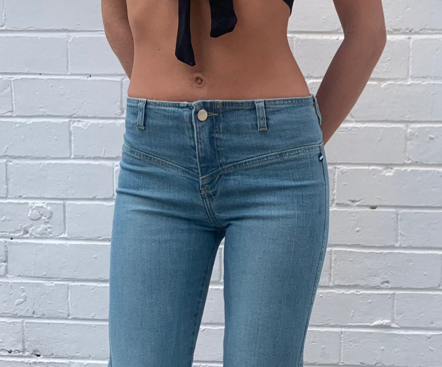 Corset Bootleg Jeans. 2002. Low Rise. Stretch. Soft Blue - BY BETTINA LIANO