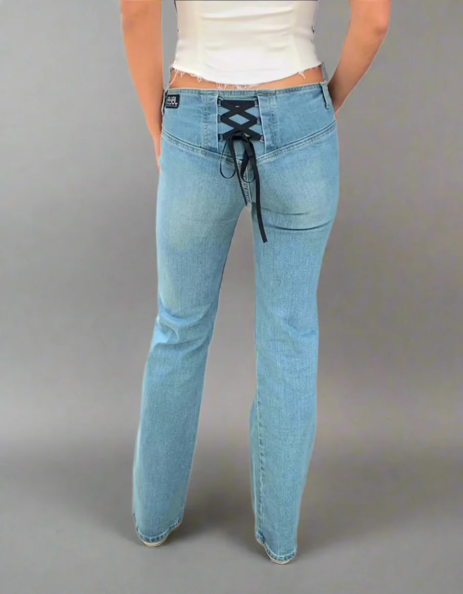 Corset Bootleg Jeans. 2002. Low Rise. Stretch. Soft Blue - BY BETTINA LIANO