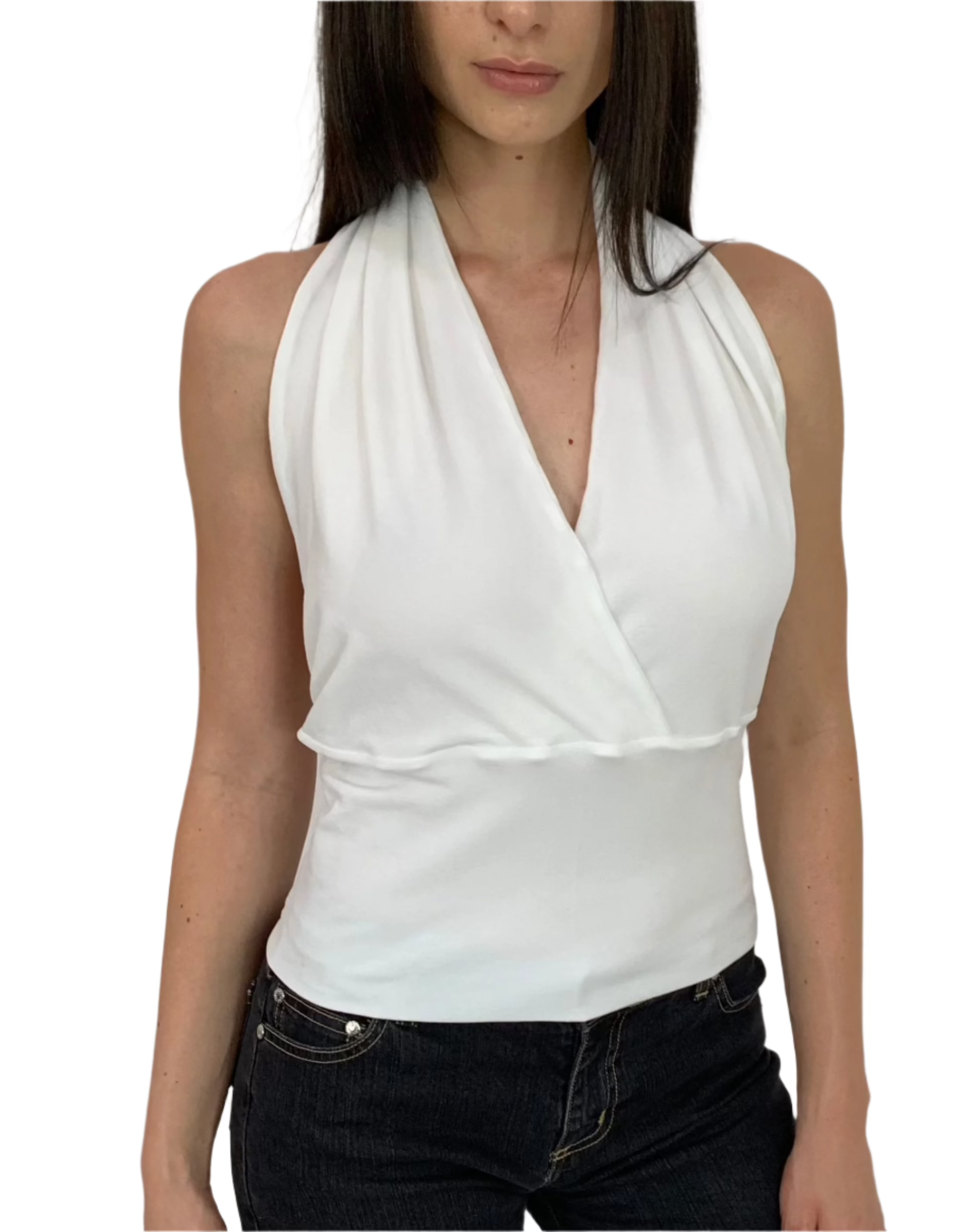 Venice Backless Wrap Top. White - BY BETTINA LIANO