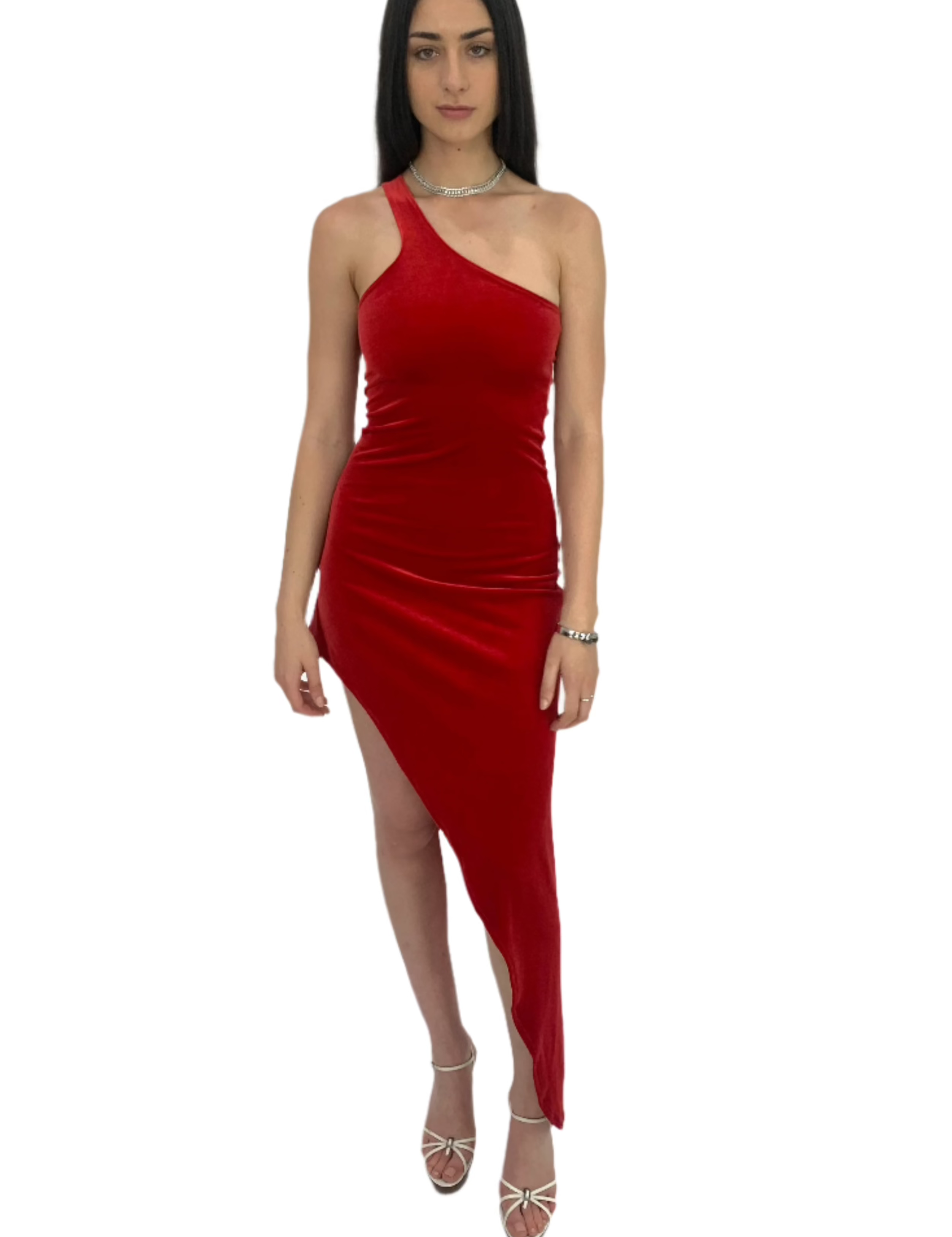 Atomic Slip Dress. Stretch Velvet. Red - BY BETTINA LIANO