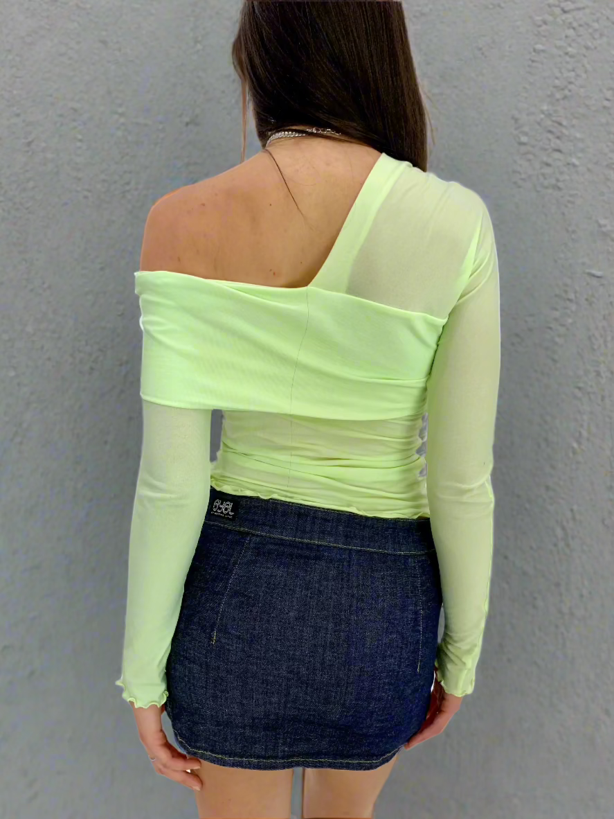 Avalon off Shoulder Top. Apple Green - BY BETTINA LIANO