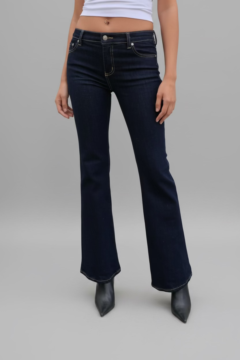 Chelsea Bootleg Flares. 1992. Low Rise. Stretch. Deep Indigo - BY BETTINA LIANO
