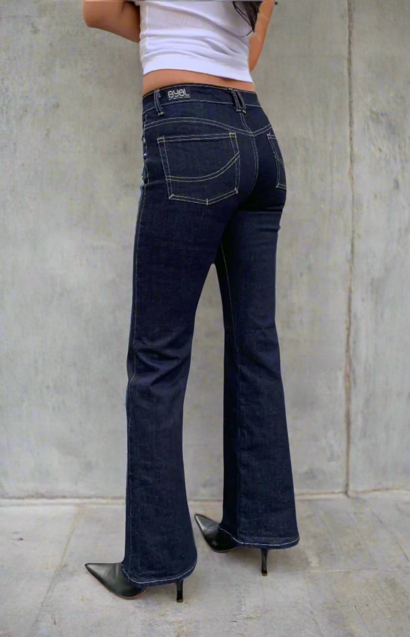 Chelsea Bootleg Flares. 1992. Low Rise. Stretch. Deep Indigo - BY BETTINA LIANO