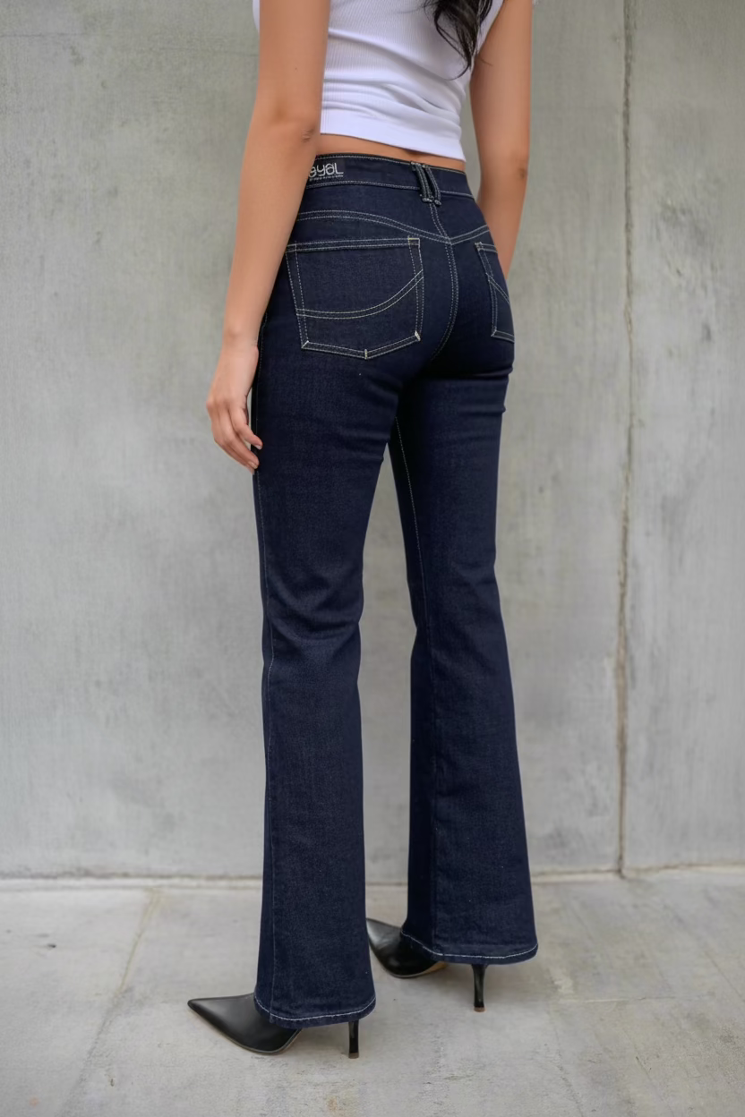 Chelsea Bootleg Flares. 1992. Low Rise. Stretch. Deep Indigo - BY BETTINA LIANO