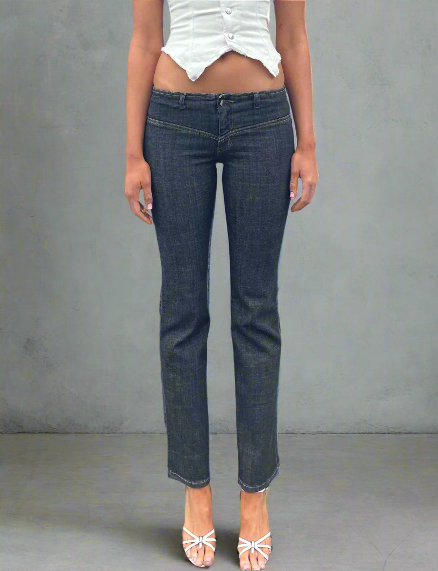 Corset Bootleg Jeans 2002. Low Rise. Black Cloud - BY BETTINA LIANO