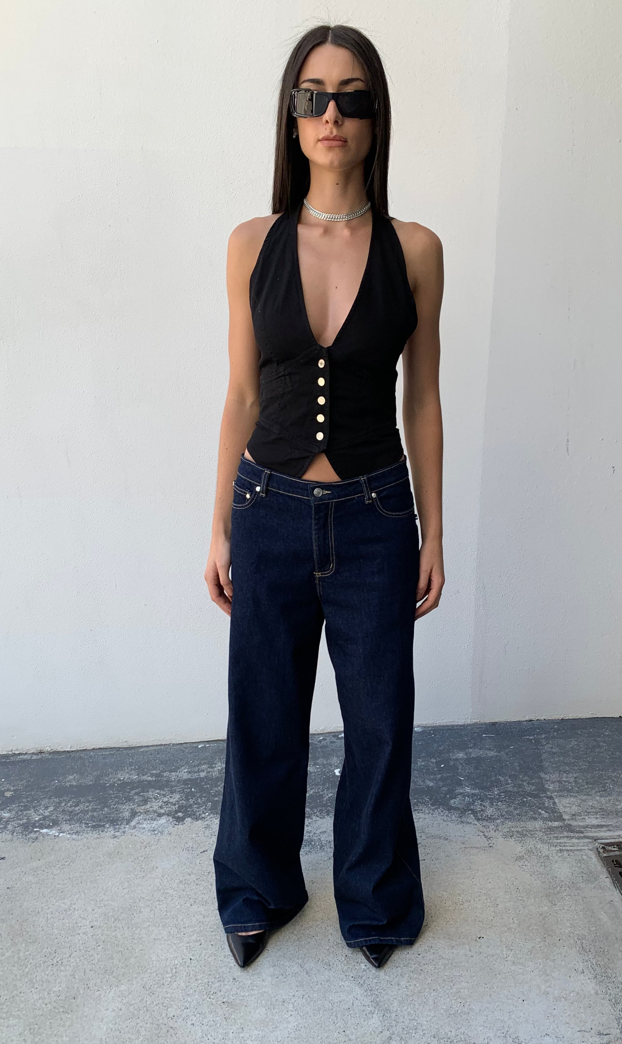 Baggy Hanger Jeans. Extra Baggy, Low Rise.  Dark Indigo - BY BETTINA LIANO