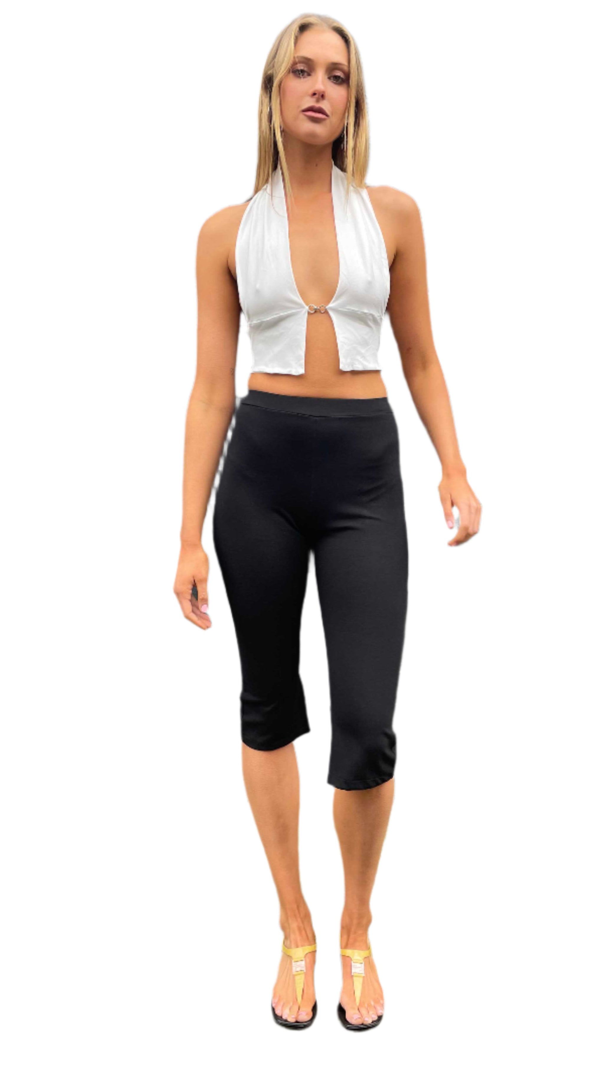 T-Bar  Halter Top. White - BY BETTINA LIANO