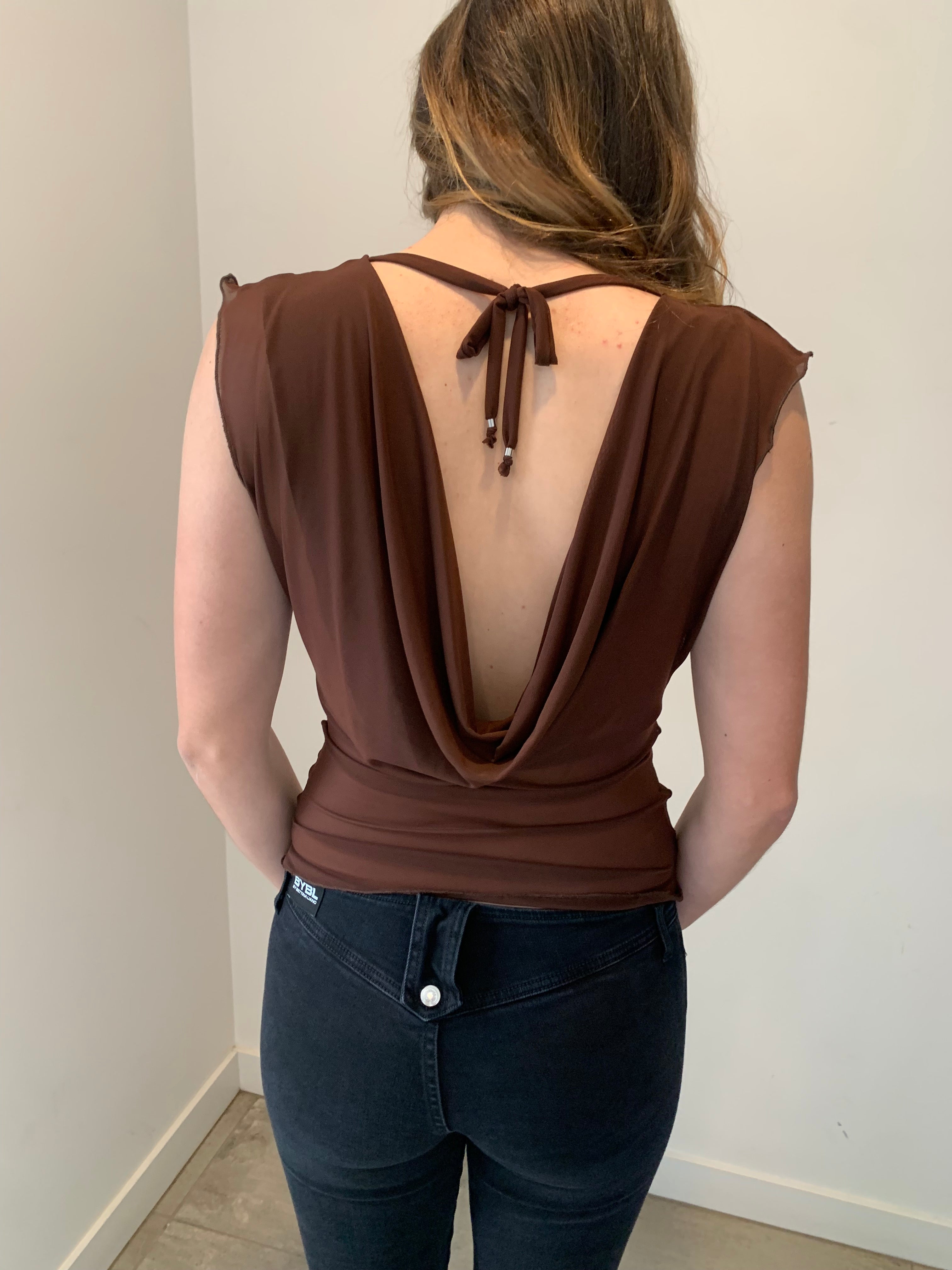Mercury Mesh Drape Top / Chocolate Brown - BY BETTINA LIANO