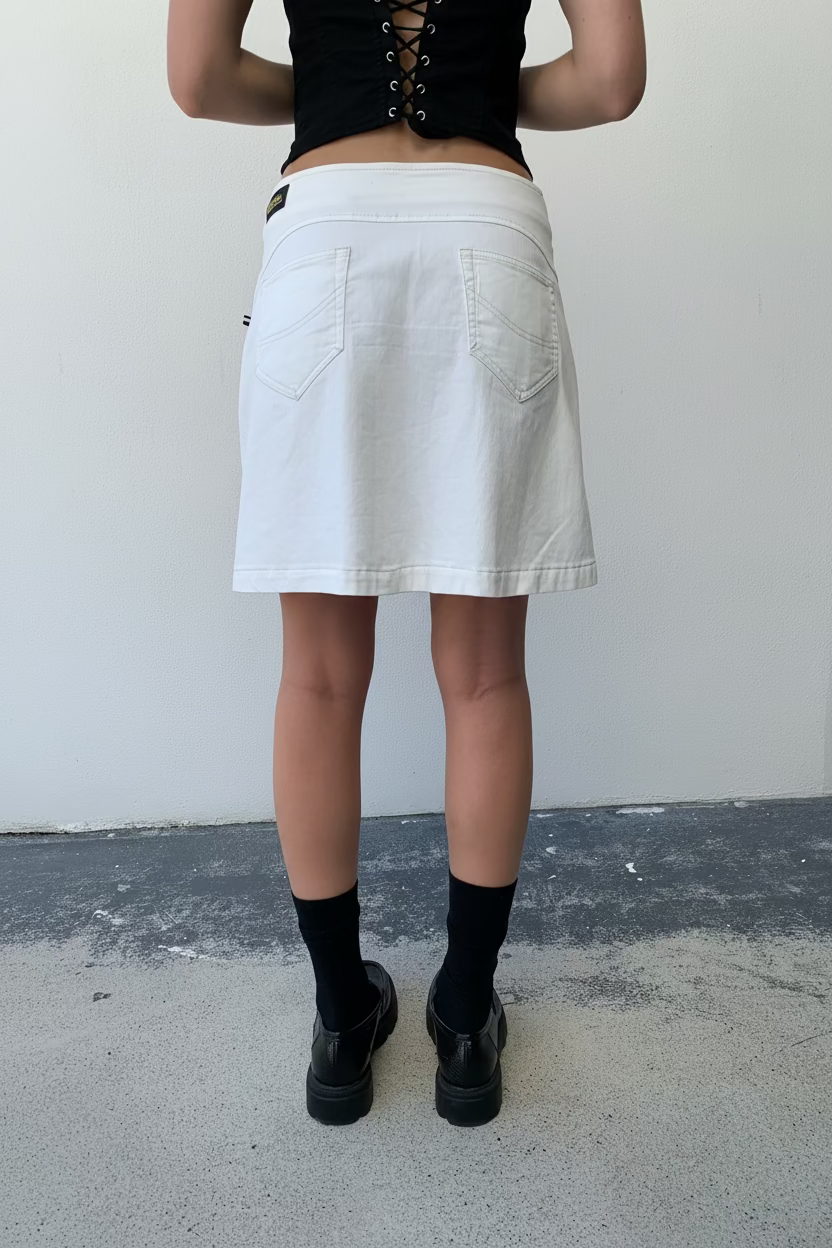 A Line. Double Breasted Skirt. Stretch Canvas. Natural White. - BY BETTINA LIANO