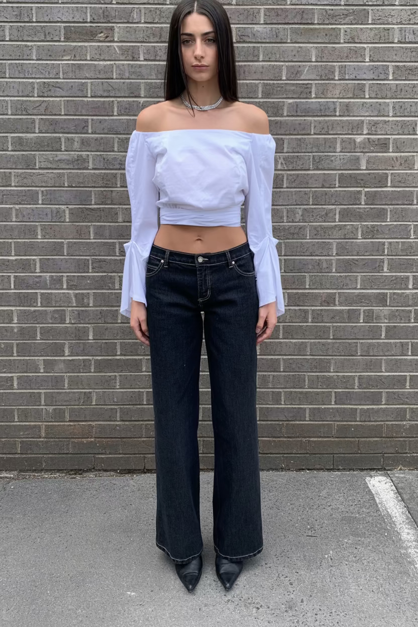 Baggy Corset Jeans. Low Rise. Stretch.  Dusty Black. - BY BETTINA LIANO