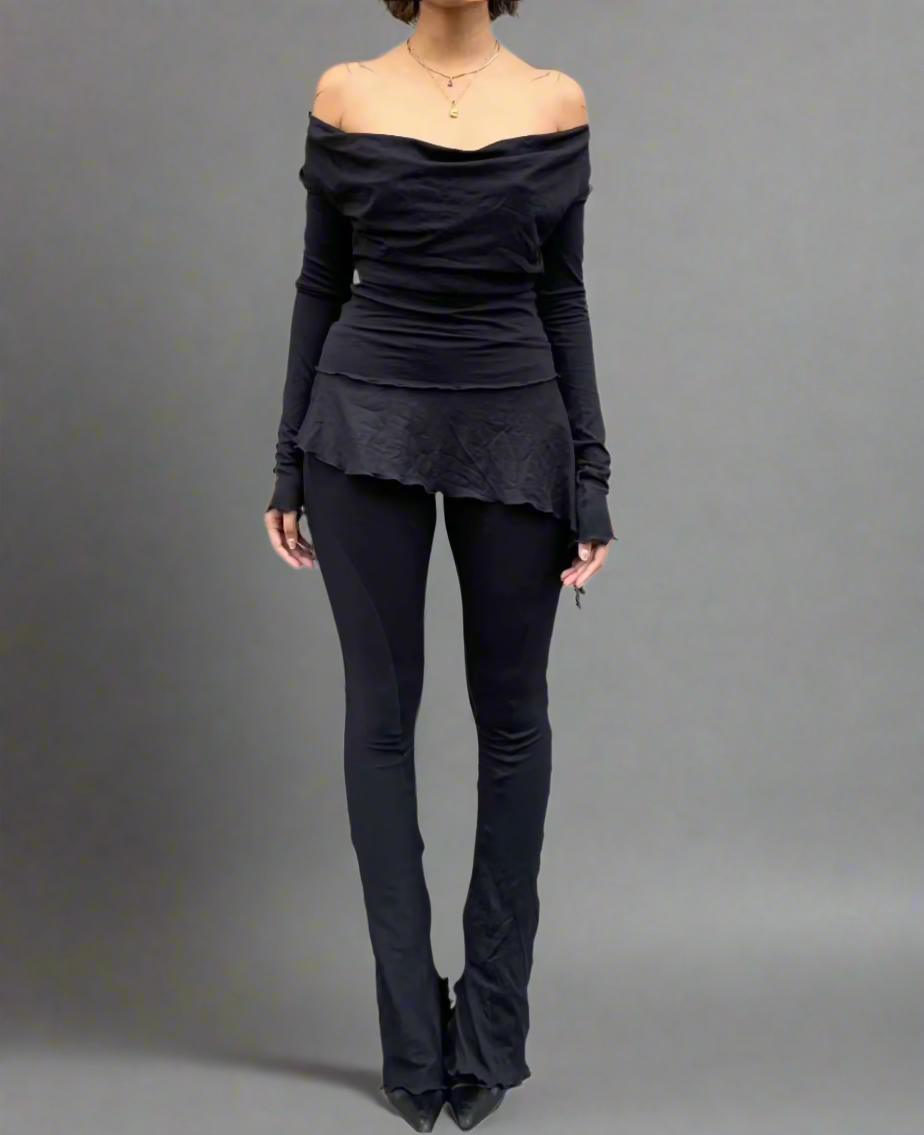 Deep cowl top. Black - BY BETTINA LIANO