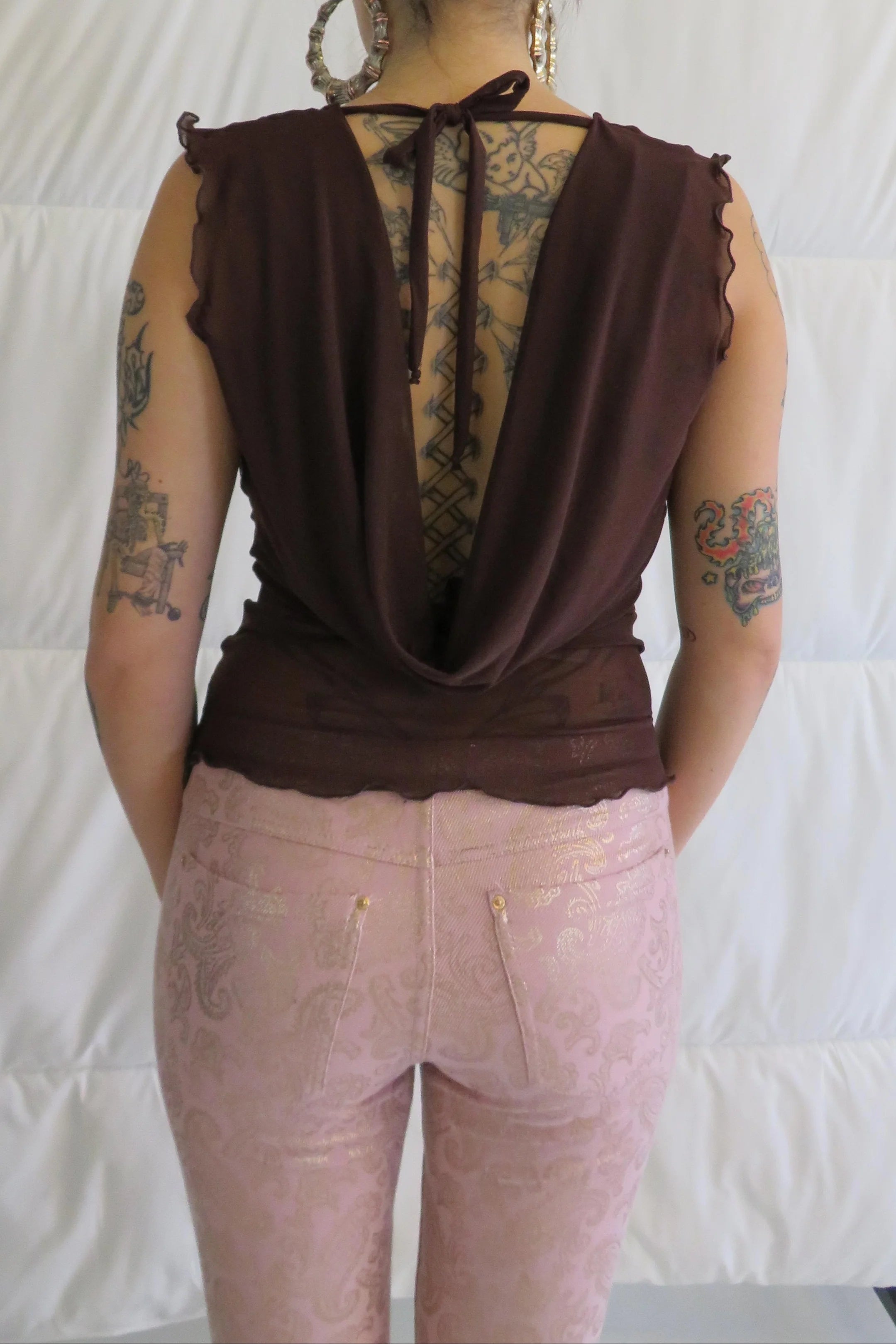 NEW Mercury Mesh Drape Top / Chocolate - BY BETTINA LIANO