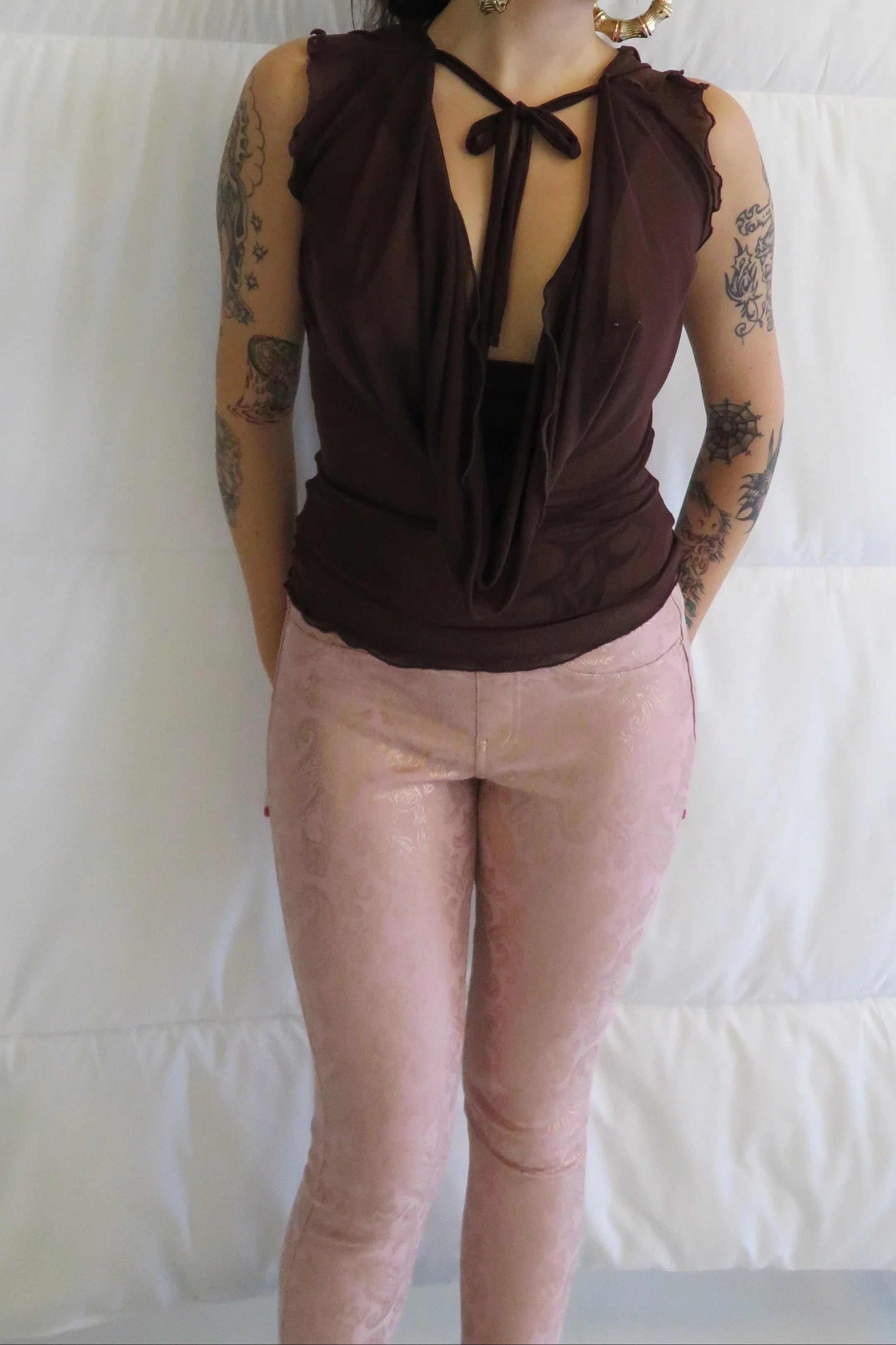 NEW Mercury Mesh Drape Top / Chocolate - BY BETTINA LIANO